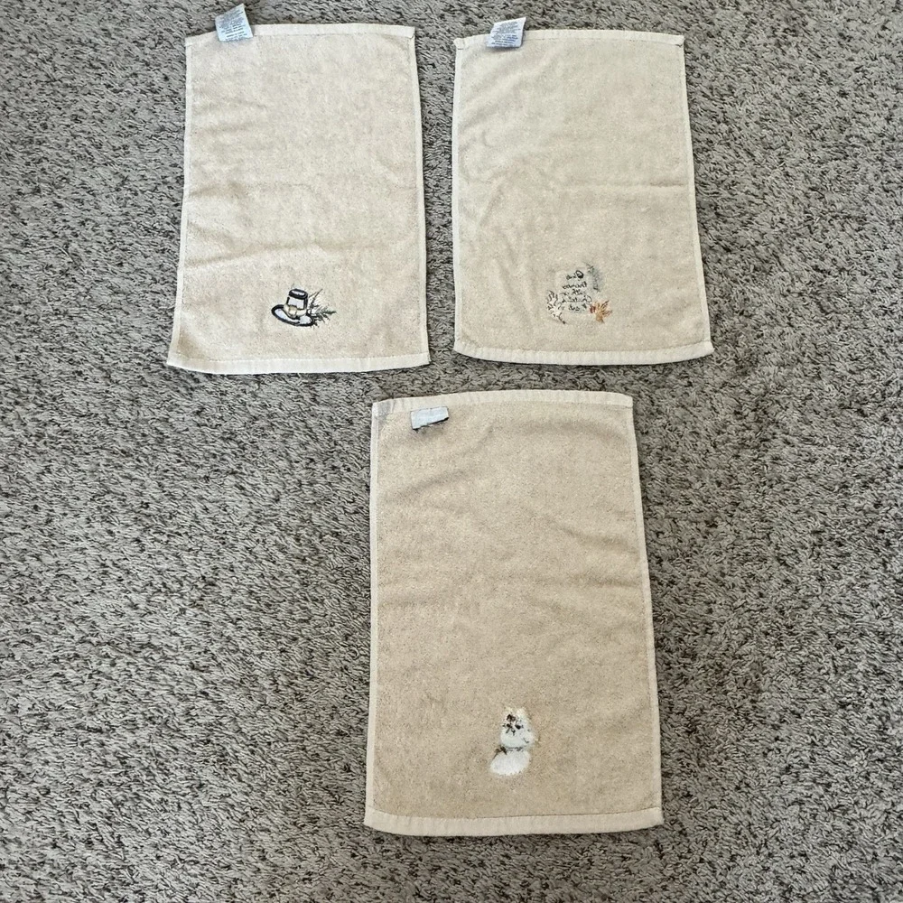 Avanti‎ Thanksgiving Hand Towels Embroidered Cotton Set of 3